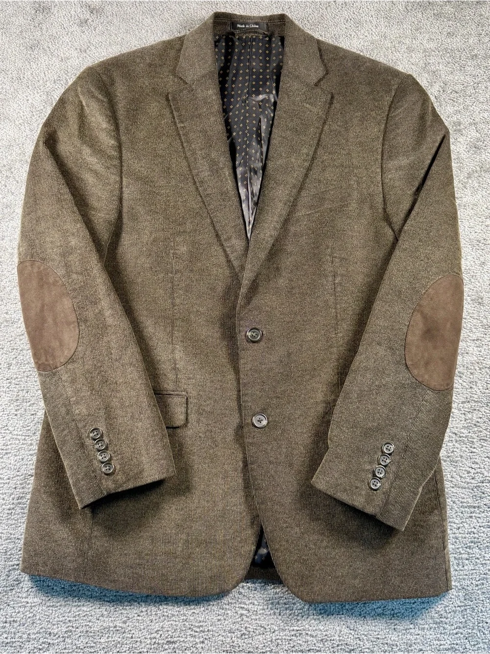 CHAPS Corduroy Sport Coat Blazer Men 40R Brown Elbow Patches Academia Prep Wale
